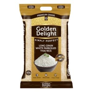 Golden Delight Long Grain White Parboiled Thai Rice Brown Bag 10kg