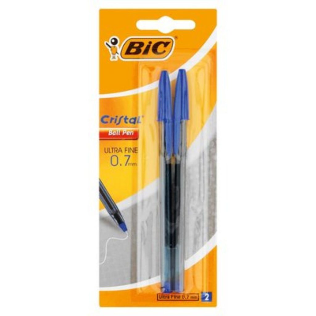 Bic Cristal Ultra Fine Ball Pen Blue 2s Superb Hyper