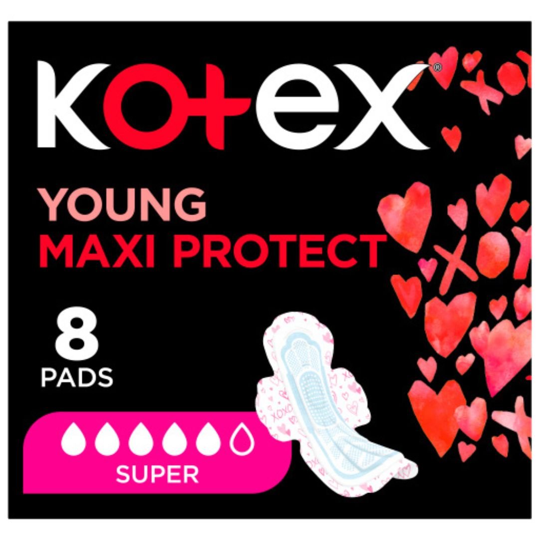 Kotex Young Maxi Protect Pads Super With Wings 8s - Superb Hyper