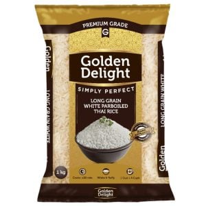Golden Delight Long Grain White Parboiled Thai Rice Brown Bag 1kg