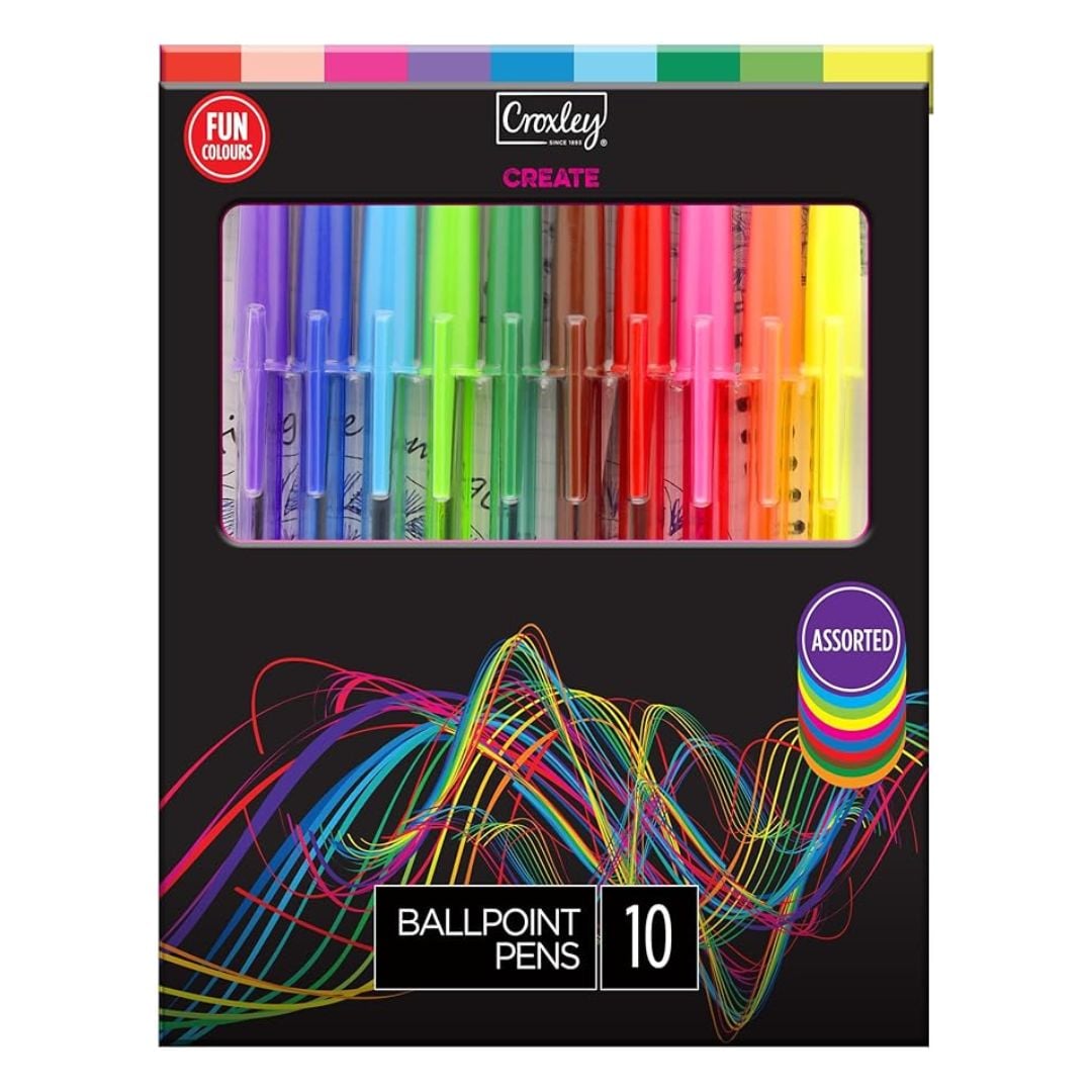 Croxley Ballpoint Pens Assorted Colours 10s