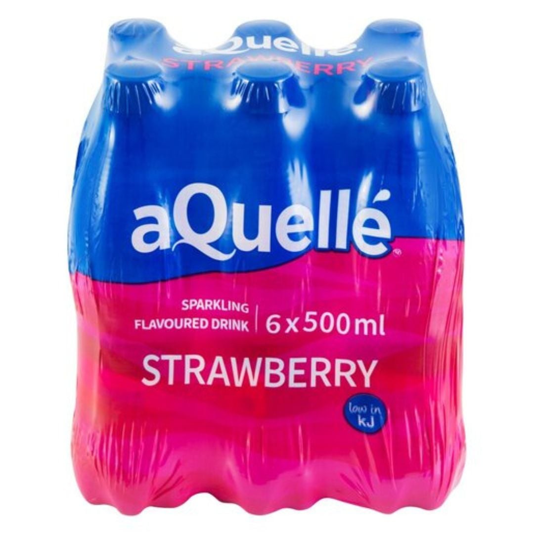 Aquelle Sparkling Water Strawberry Flavoured 6x500ml