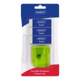 Marlin Two Hole Sharpener And Eraser Set - Click On Item For Colour Options