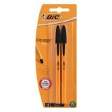 Bic Orange Smooth Writing Ball Point Pen Fine Black 2s