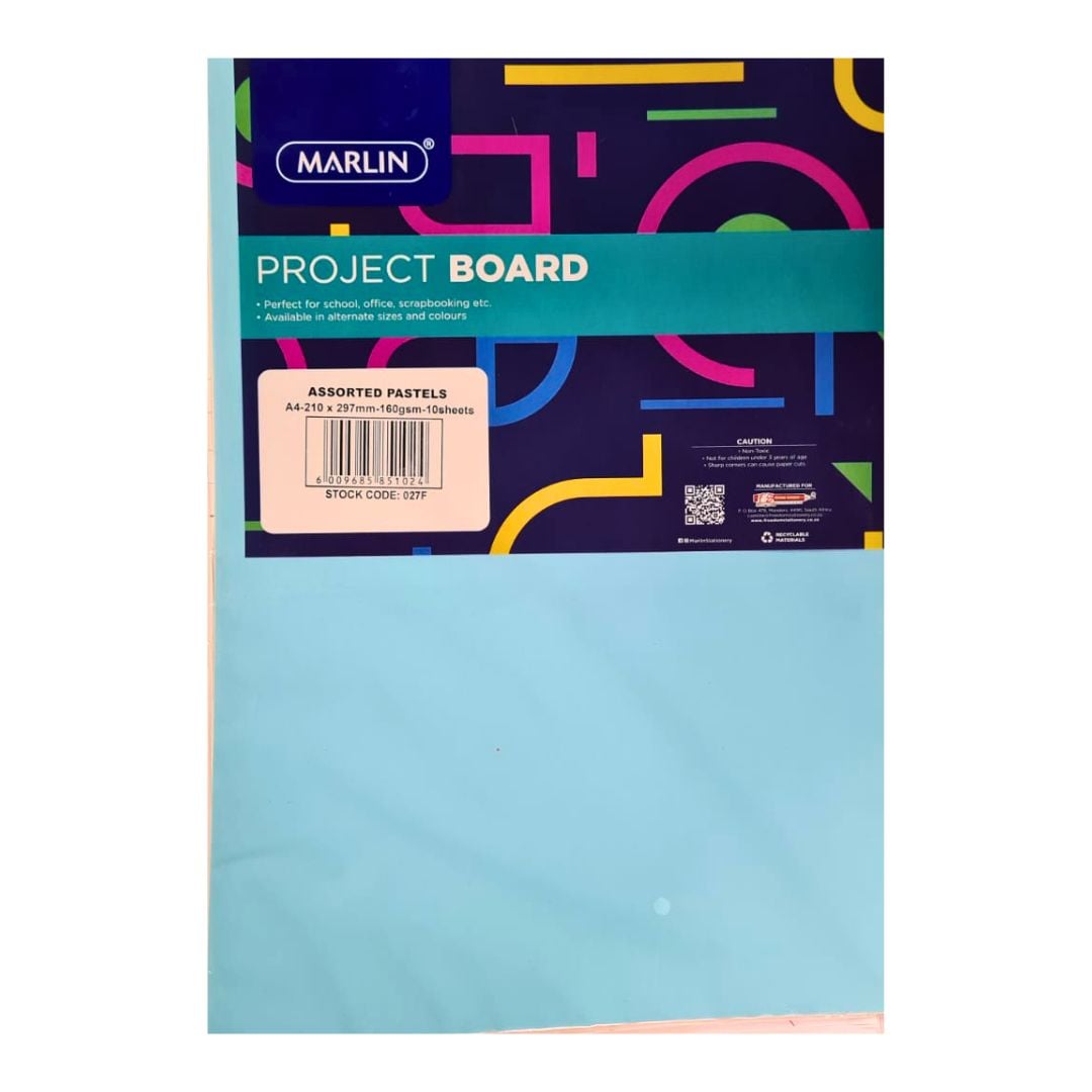 Marlin A4 Project Board Assorted Pastels 10 Sheets
