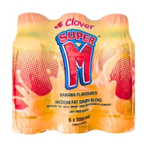 Clover Super M Banana Flavoured Milk 6x300ml