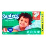 Sunfree Baby Diapers Value Pack Large 9-13kg 100s