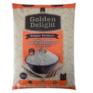 Golden Delight Long Grain White Parboiled Thai Rice Orange Bag 2kg