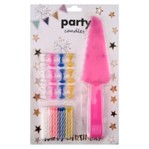 Happy Birthday Party Candles And Cake Server
