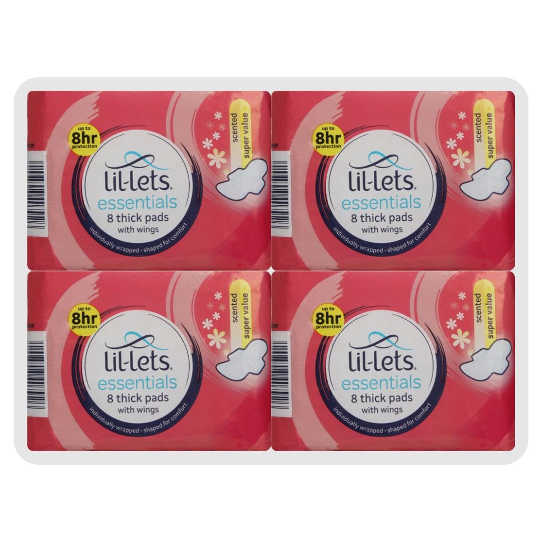 Lil-Lets Essentials Thick Pads With Wings Scented 4x8s – Superb Hyper