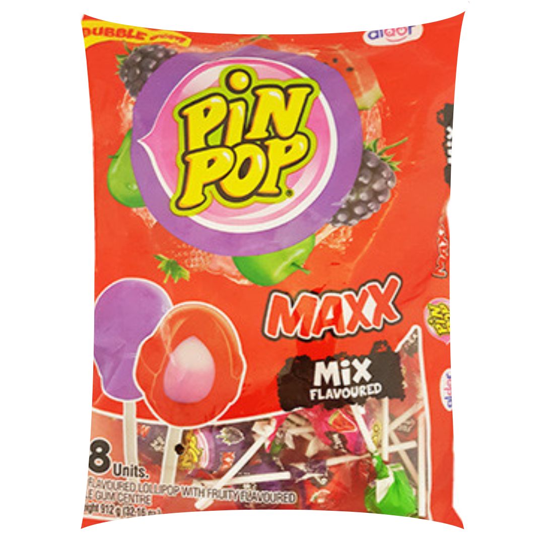 Pin Pop Maxx Mix Flavoured Lollipops 48s - Superb Hyper