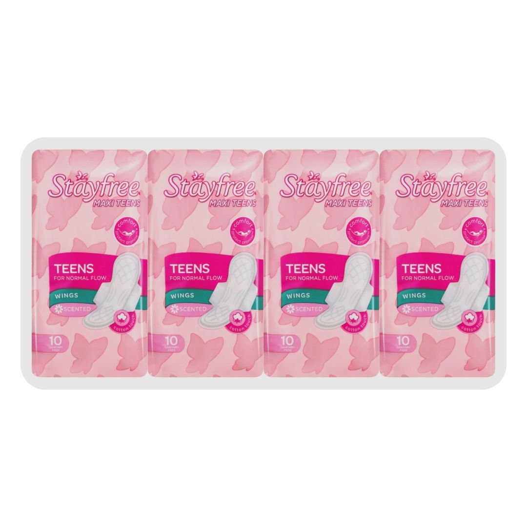 Stayfree Maxi Pads Teen Wings Scented 4x10s - Superb Hyper