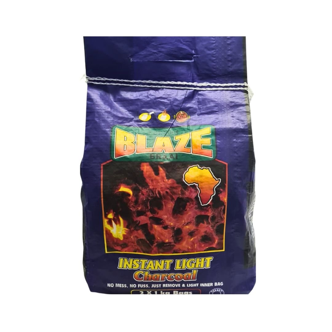 Blaze Instant Light Braai Charcoal 2x1kg - Superb Hyper