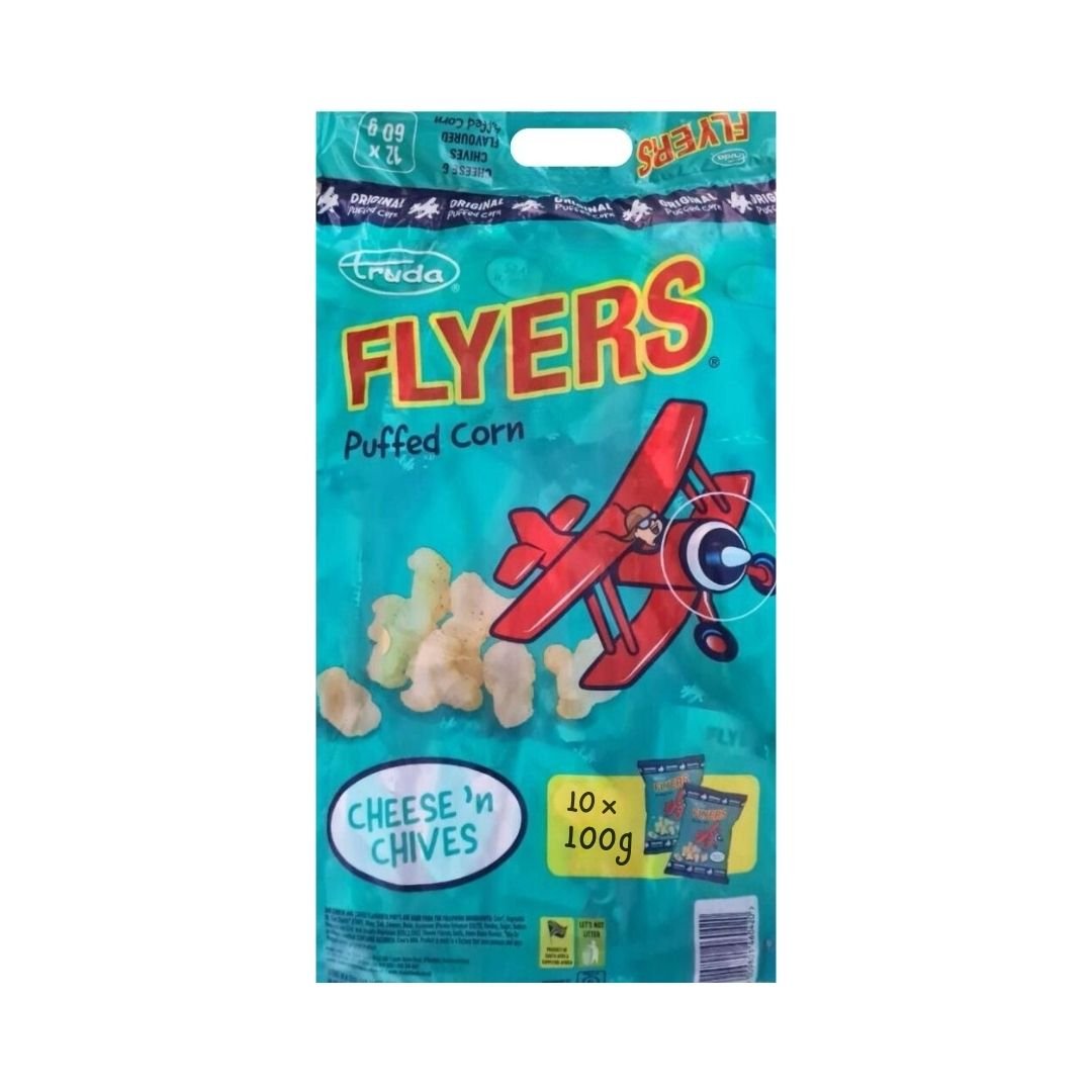 Truda Flyers Cheese And Chives Flavoured Puffed Popcorn 10x100gr ...