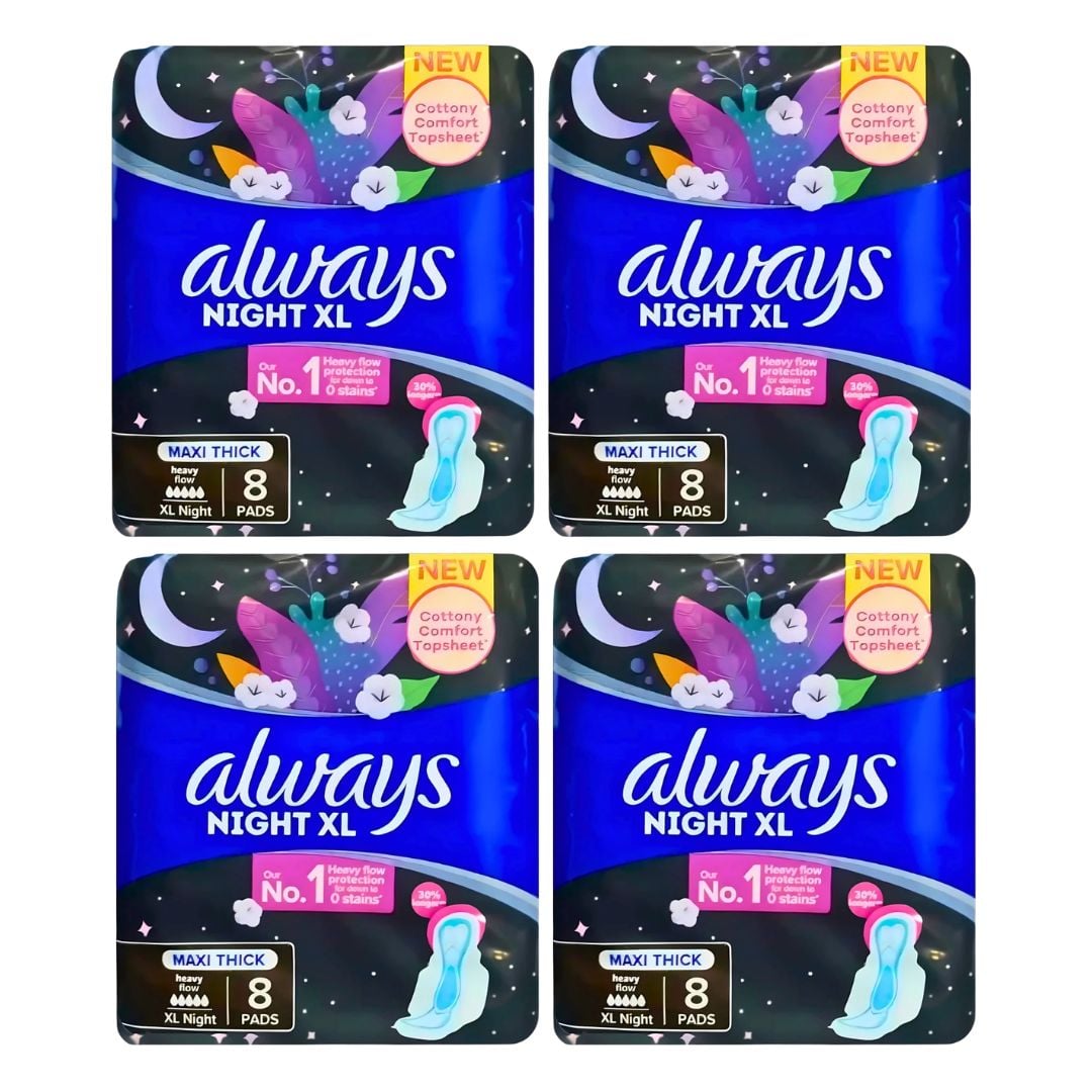 Always Pads Maxi Extra Long Night Sanitary 4x8s