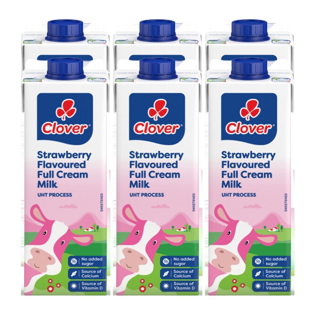 Clover Strawberry Full Cream Milk 6x1lt