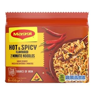 Maggi Hot And Spicy Flavoured 2 Minute Noodles Mega Pack 5x68gr