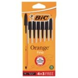 Bic Orange Fine Ball Pen Black 0.8mm 4 + 3 Free