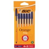 Bic Orange Fine Ball Pen Blue 0.8mm 4 + 3 Free