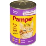 Pamper Turkey Flavoured Cuts In Gravy Cat Food Can 385gr