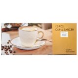 Cup and Saucer Set White And Gold 12pcs