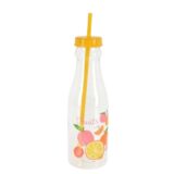 Plastic Bottle With Straw Fruit Design 650ml
