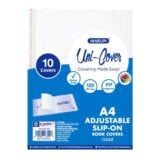 Marlin Uni-Cover A4 Heavy Duty Adjustable Slip-On Book Covers Clear 10s