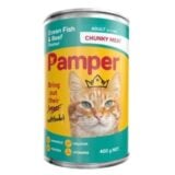 Pamper Ocean Fish And Beef Flavoured Chunky Meat Cat Food Can 400gr
