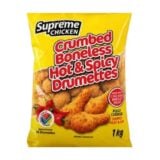 Supreme Chicken Crumbed Boneless Hot And Spicy Drumettes 1kg